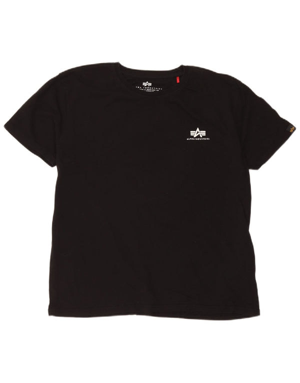 Alpha Industries Damen Grafik-T-Shirt-Oberteil UK 18 XL Schwarz Baumwolle