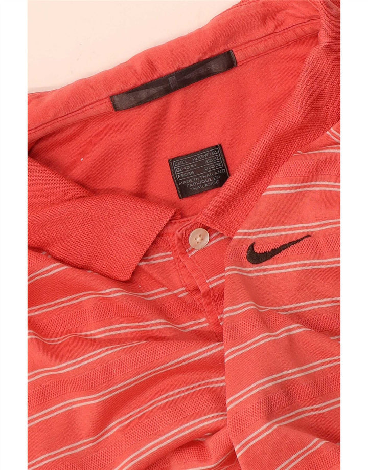 Nike Herren Poloshirt UK 42/44 Large Rot gestreift