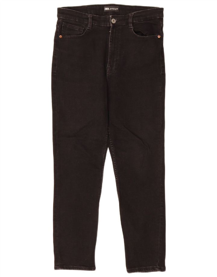 ZARA Damen Crop Slim Jeans EU 40 Medium W30 L25 Schwarz