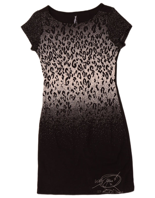 Desigual Damen Grafisches Etuikleid UK 10 Kleines schwarzes Tiermuster
