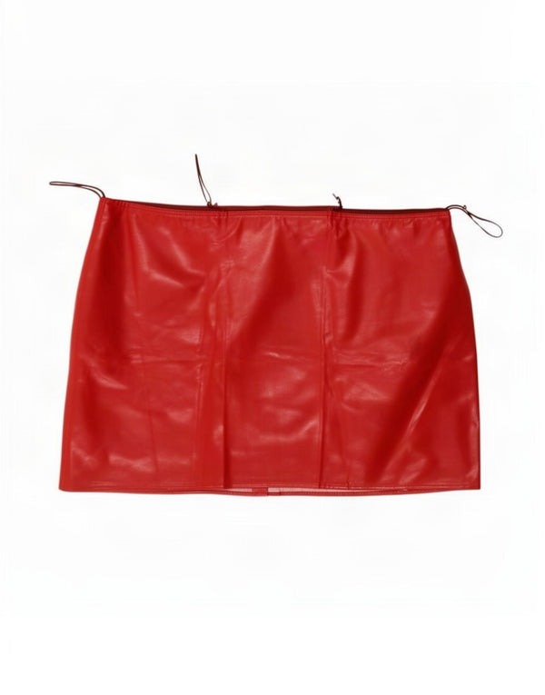 Max & Co. Womens Faux Leather Mini Skirt UK 10 Small W30 Red Polyester