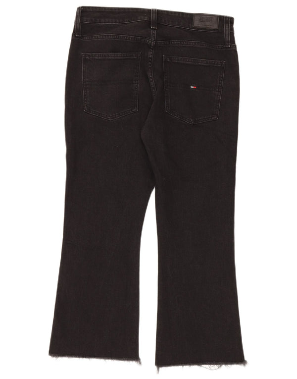 Tommy Hilfiger Damen Flare-Cropped-Jeans, W31, L24, schwarze Baumwolle