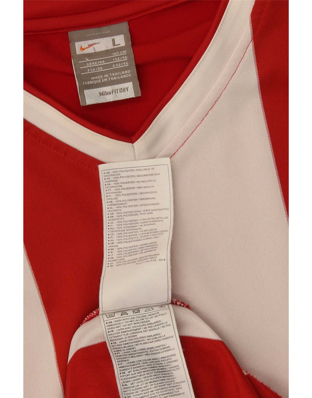 Nike Herren Top Langarm UK 42/44 Großes rot gestreiftes Polyester