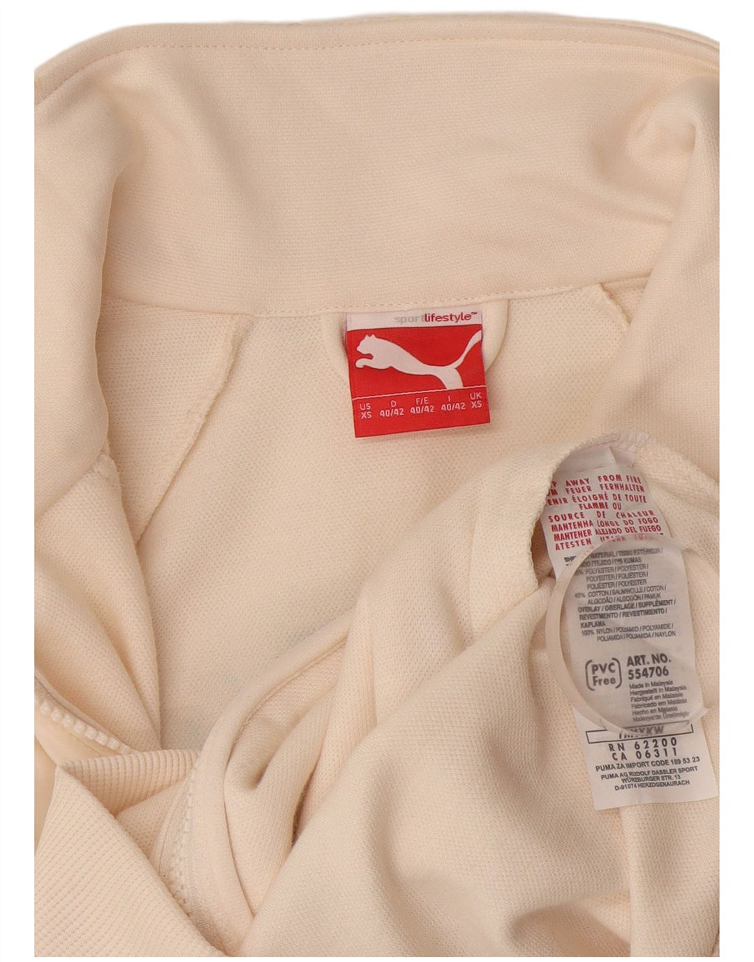 Puma Womens Graphic Trainingsanzug Top Jacke UK 6 XS Weiß Polyester