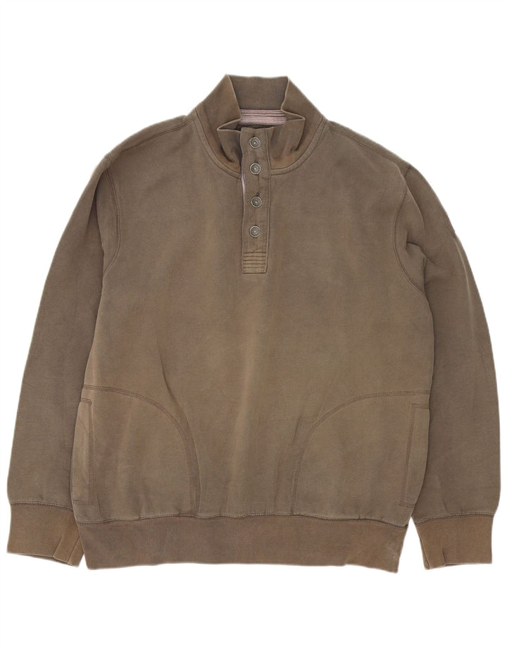 Marks & Spencer Herren-Sweatshirt mit grafischem Knopfkragen, 2XL, braun, Baumwolle