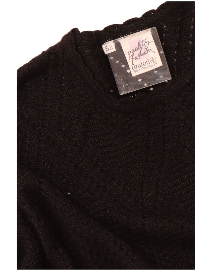 DRALON Damen Pullover mit Rundhalsausschnitt IT 52 2XL Schwarz Acryl
