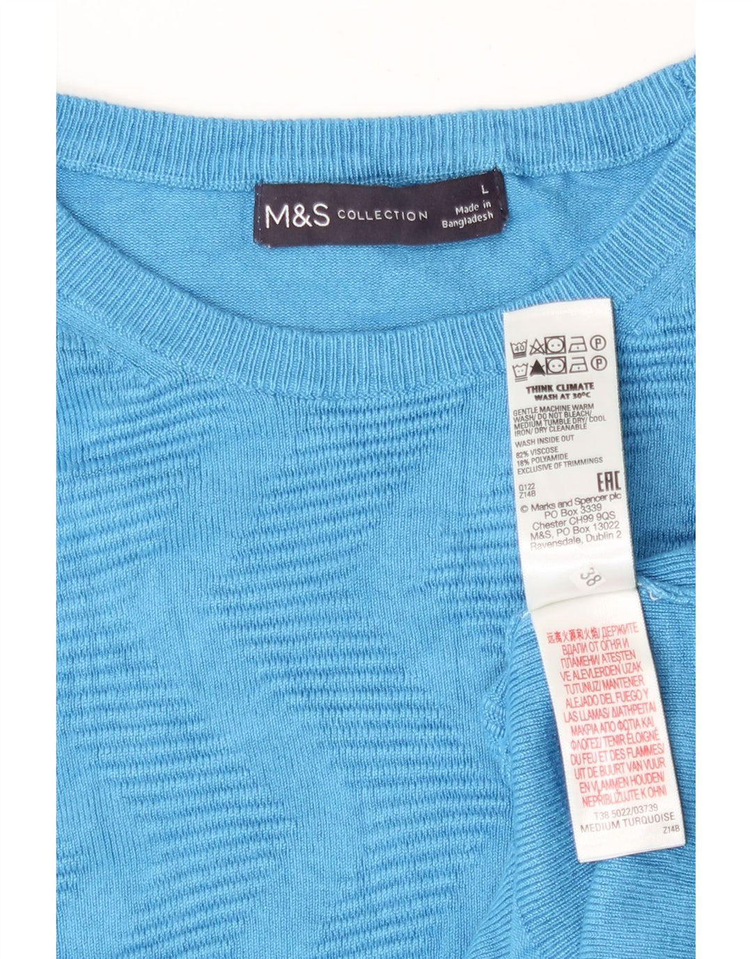 Marks & Spencer Damen-Pullover mit Rundhalsausschnitt, Gr. 40, groß, blau, geometrisch