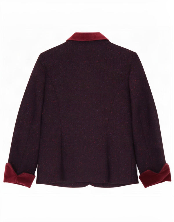 Reldan Damen-Blazerjacke mit 3 Knöpfen, UK 14, mittleres Burgunderrot, gefleckte Schurwolle
