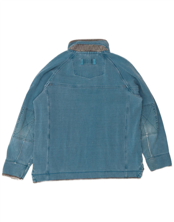 FAT FACE Herren-Sweatshirt mit Reißverschluss am Hals, groß, aus blauer Baumwolle