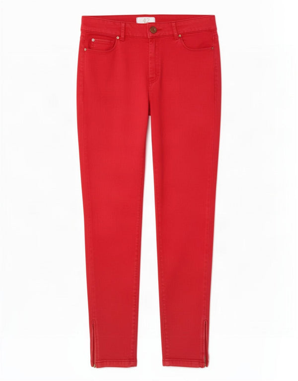 Zara Damen Skinny Freizeithose EU 42 Large W32 L29 Rote Baumwolle