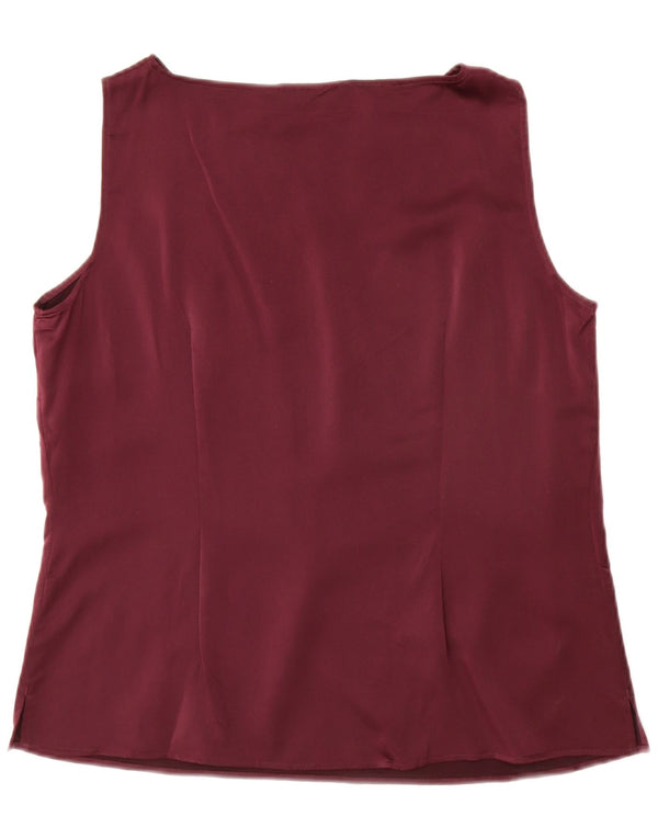 Marks & Spencer Damen ärmelloses Blusenoberteil UK 18 XL Burgunderrot Polyester