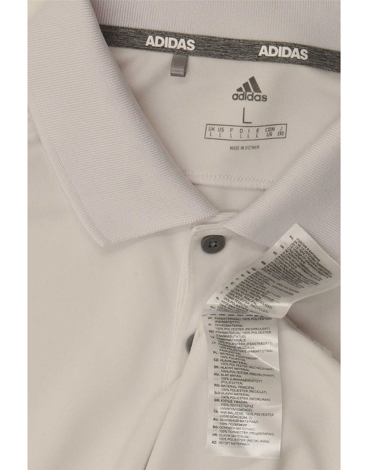 Adidas Herren-Poloshirt, groß, aus weißem Polyester
