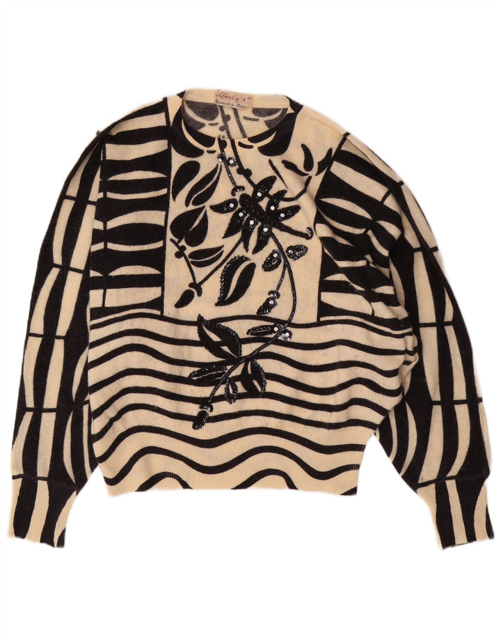 MARLY'S Damen-Pullover mit Fledermausärmeln und Rundhalsausschnitt, EU 46, XL, weiß geblümt