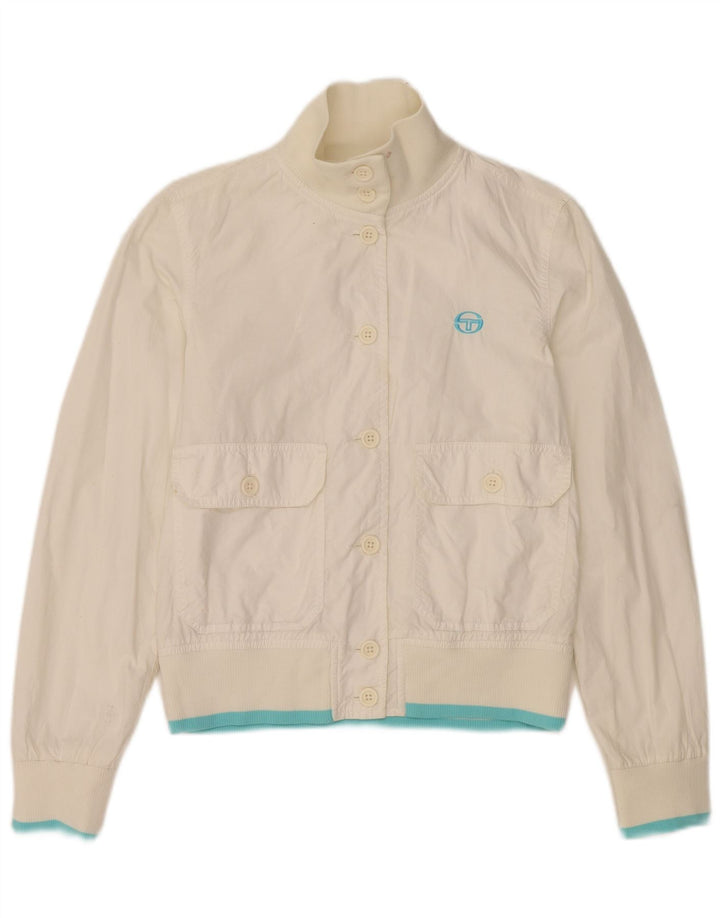 Sergio Tacchini Damen Crop Bomberjacke UK 10 Small Weiß Polyester