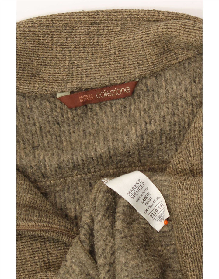 Marks & Spencer Herren-Trainingsanzug, Oberteil, Jacke, groß, Khaki, geflecktes Polyester