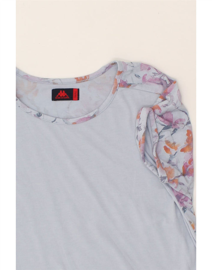 KAPPA Womens Oversized T-Shirt Top UK 10 Small Blue Floral Vintage Kappa and Second-Hand Kappa from Messina Hembry 