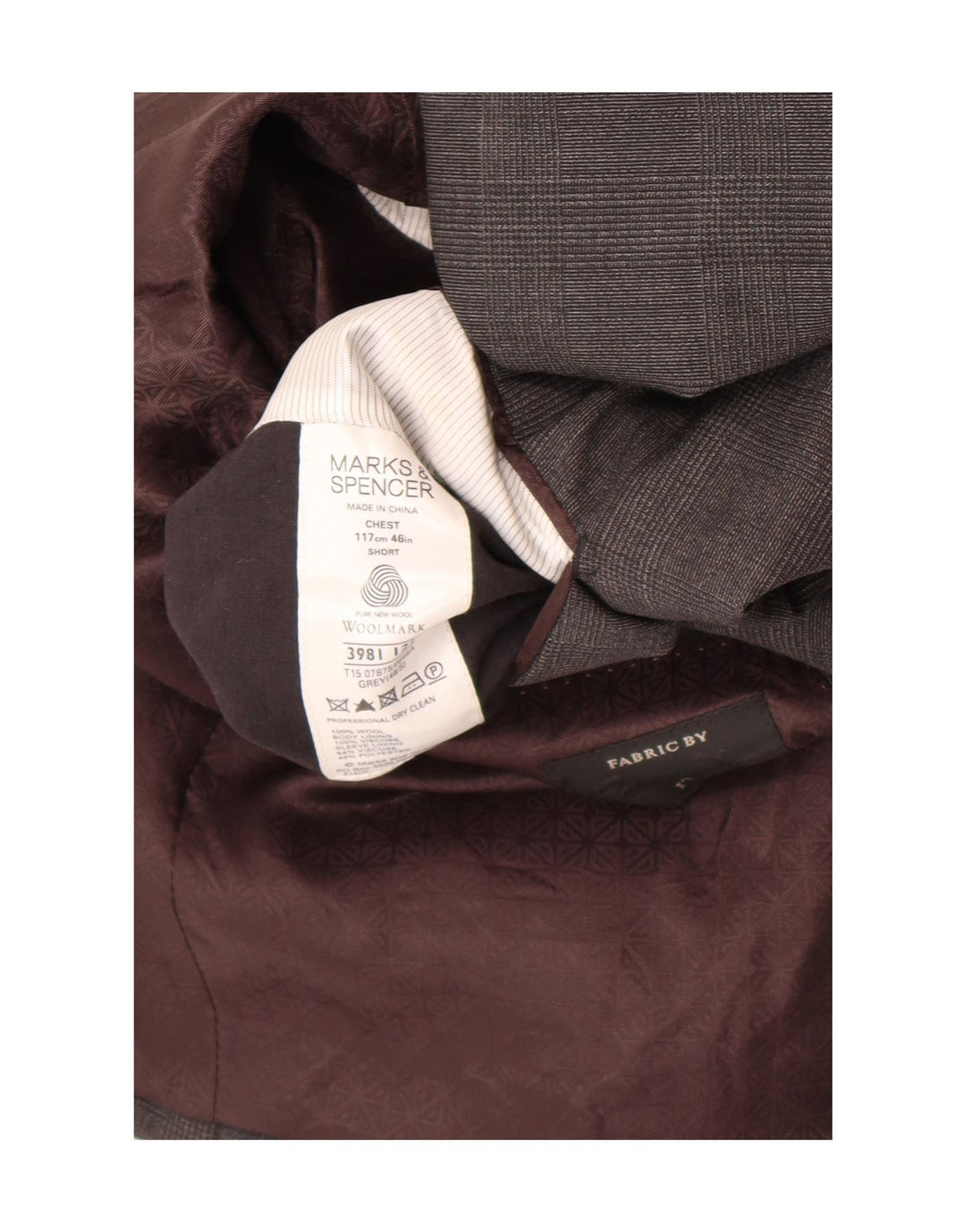 Marks & Spencer Herren-Blazer mit 2 Knöpfen, UK 46, XL, grau karierte Wolle
