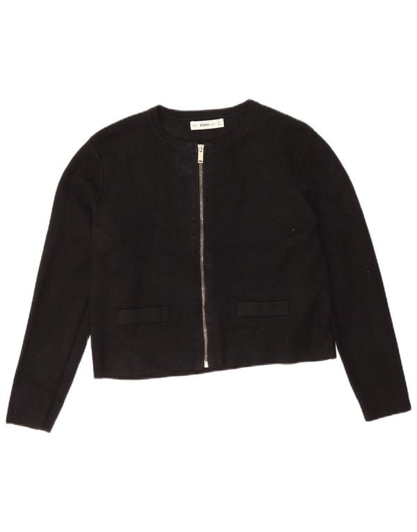 Zara Damen Crop Cardigan Pullover UK 10 Small Schwarz