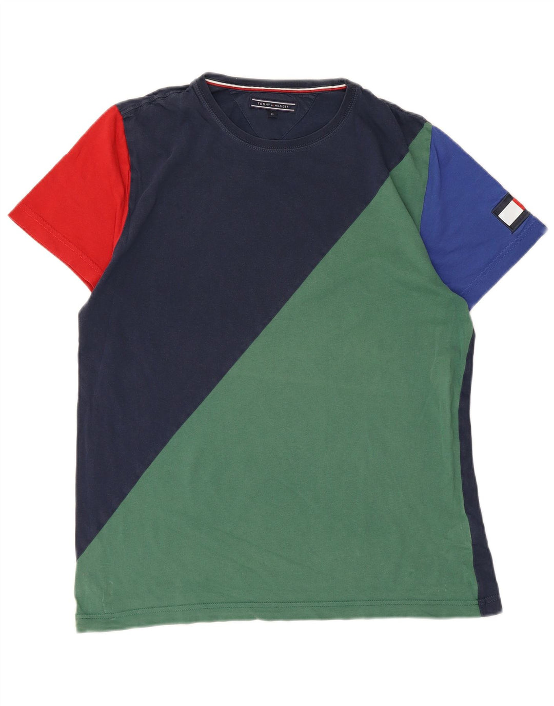Tommy Hilfiger Herren-T-Shirt-Oberteil, mittelgroß, mehrfarbig, Colourblock-Baumwolle