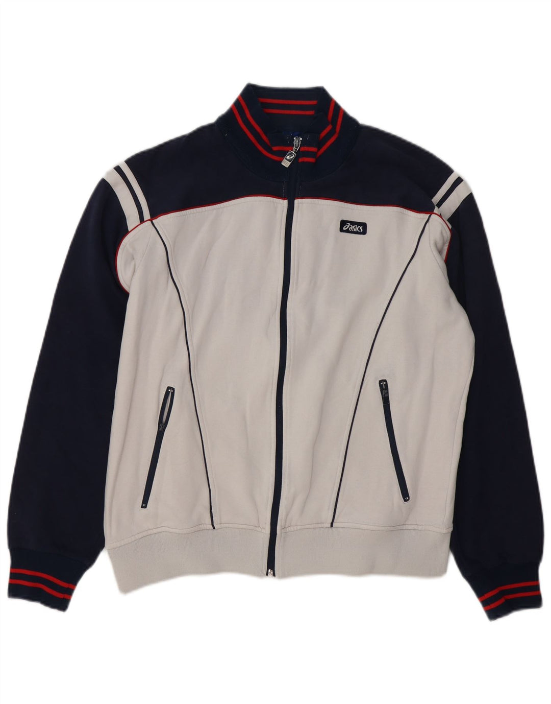 ASICS Herren-Trainingsanzugoberteil mit Grafik, Größe L, Weiß, Farbblock