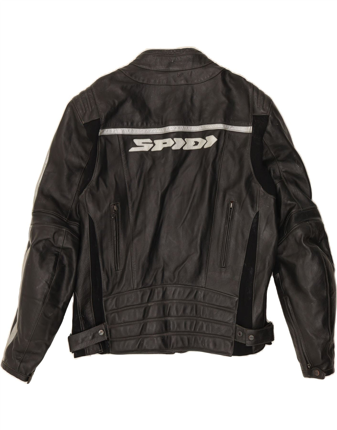 SPIDI Mens Graphic Leather Racer Jacket IT 54 2XL Black Leather Vintage Spidi and Second-Hand Spidi from Messina Hembry 