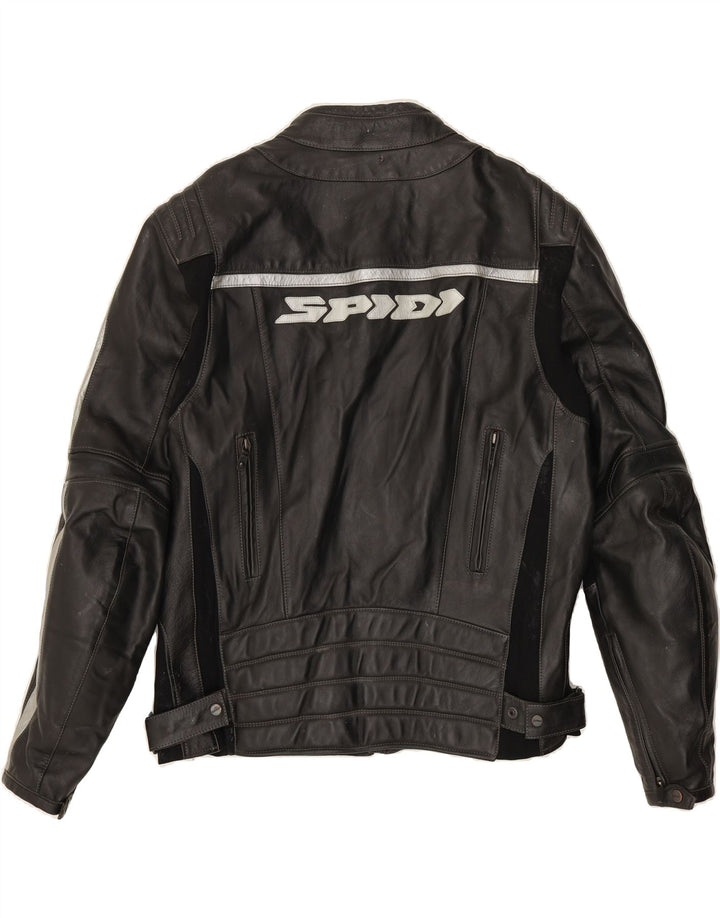 SPIDI Mens Graphic Leather Racer Jacket IT 54 2XL Black Leather Vintage Spidi and Second-Hand Spidi from Messina Hembry 