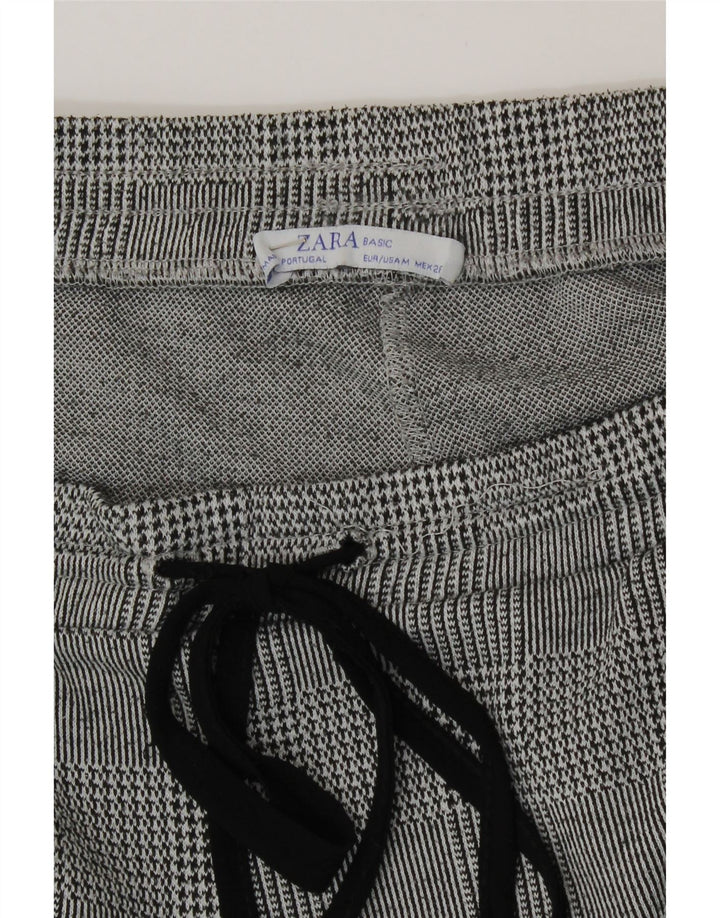 Zara Damen Crop-Trainingshose UK 12 Mittelgrauer Hahnentritt