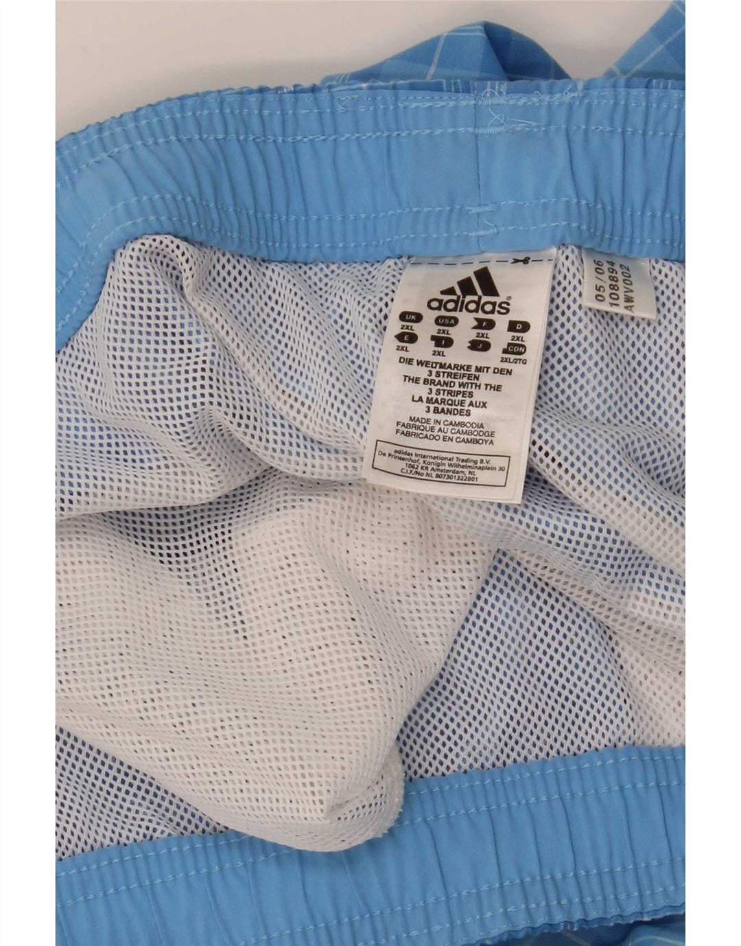 Adidas Herren Badeshorts 2XL Blau kariert Polyester