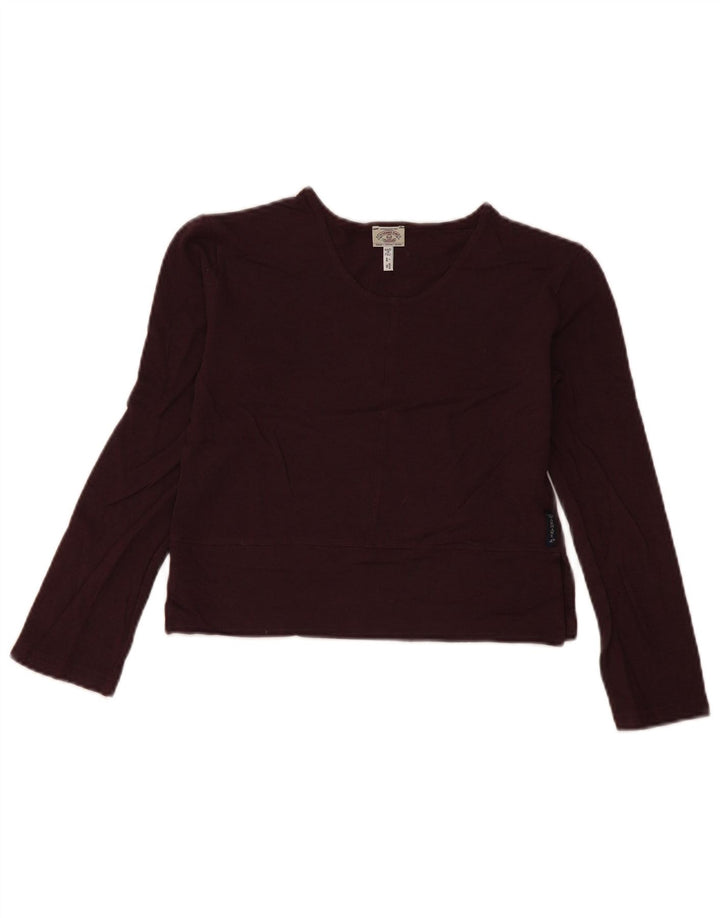 Armani Jeans Damen Crop Top Langarm IT 44 Medium Burgunder Viskose