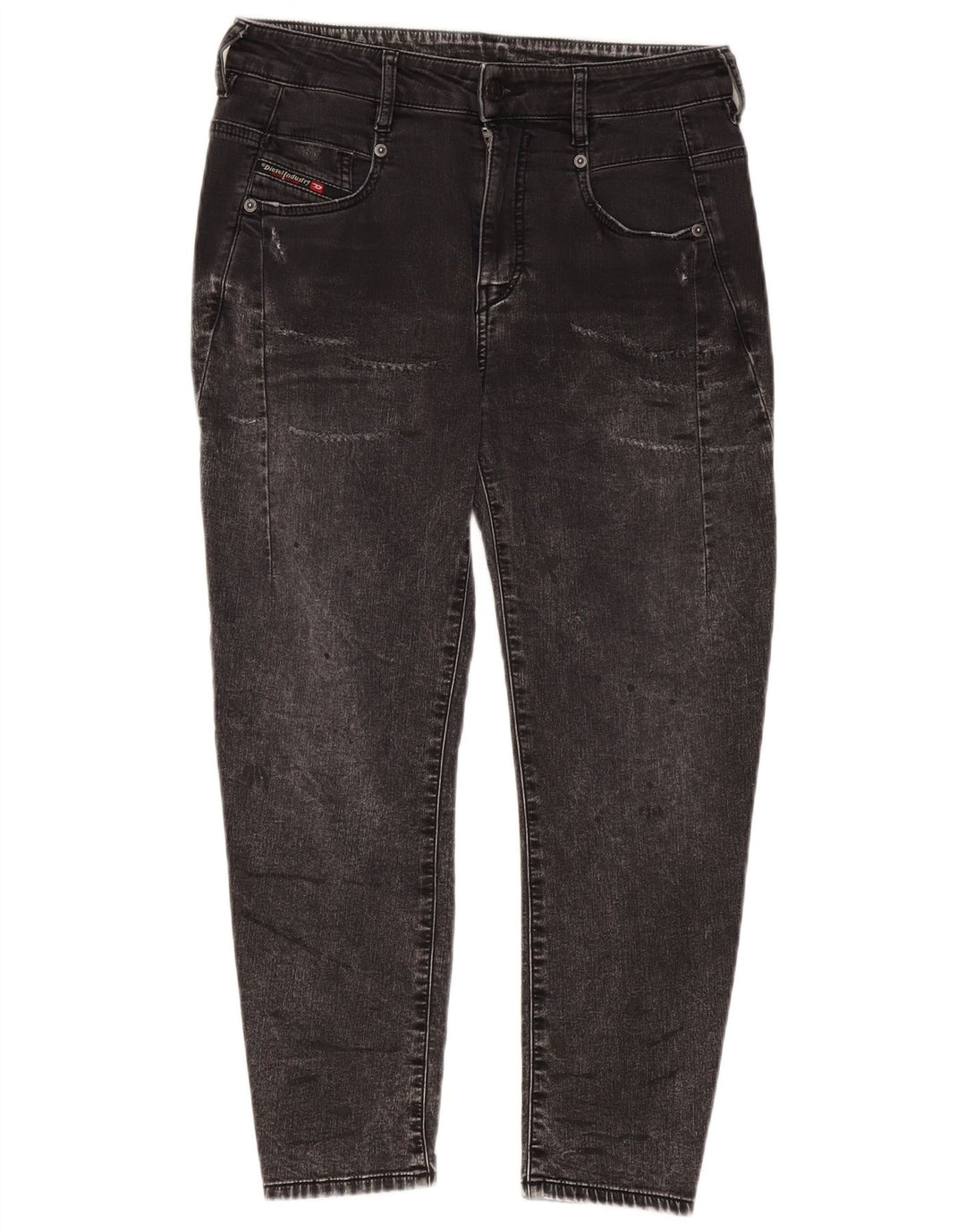 DIESEL Damen Crop Tapered Jeans W25 L24 Graue Baumwolle