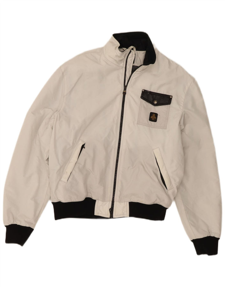 Refrigiwear Herren Bomberjacke UK 40 Large Weiß Colourblock Polyamid