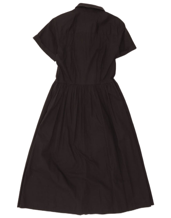 Benetton Damen Kurzarm-Hemdkleid UK 14 Medium Schwarz
