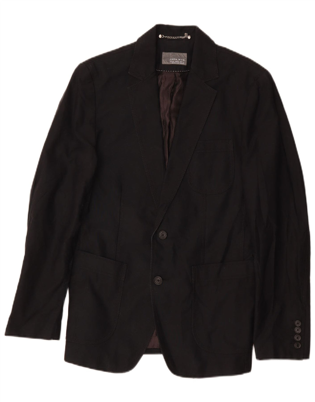 Zara Herren-Blazer mit 2 Knöpfen, EU 46, klein, Marineblau