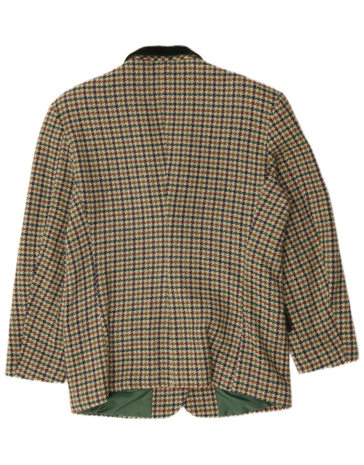 Oxford Damen-Blazer mit 3 Knöpfen, UK 14, mittelgrüne Wolle mit Hahnentrittmuster