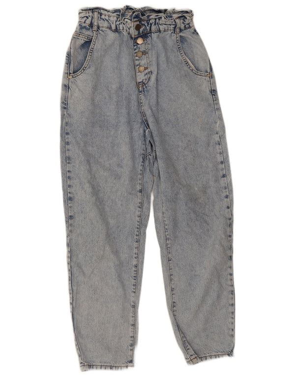 Zara Damen-Jeans mit hoher Taille, lockere Passform, EU 36, XS, B26, L26, blaue Baumwolle