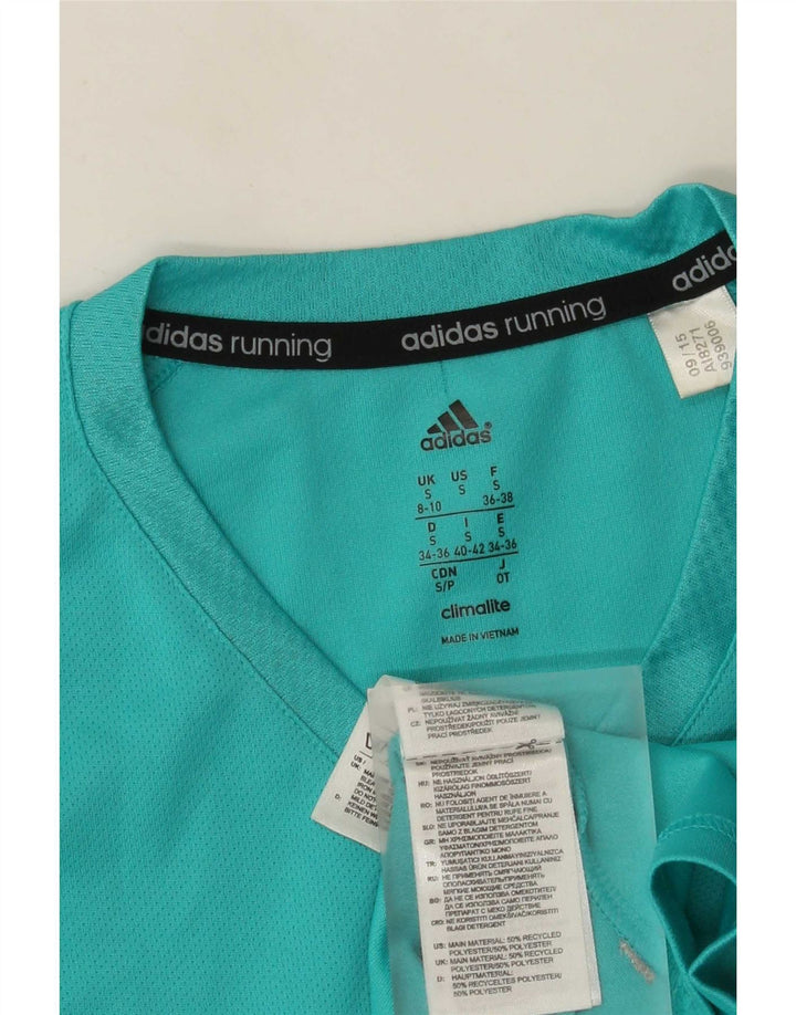 Adidas Damen Climalite T-Shirt Top UK 8/10 Small Türkis Polyester