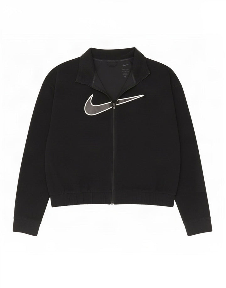 Nike Damen Dri Fit Graphic Fleecejacke UK 14 Mittelschwarzes Polyester