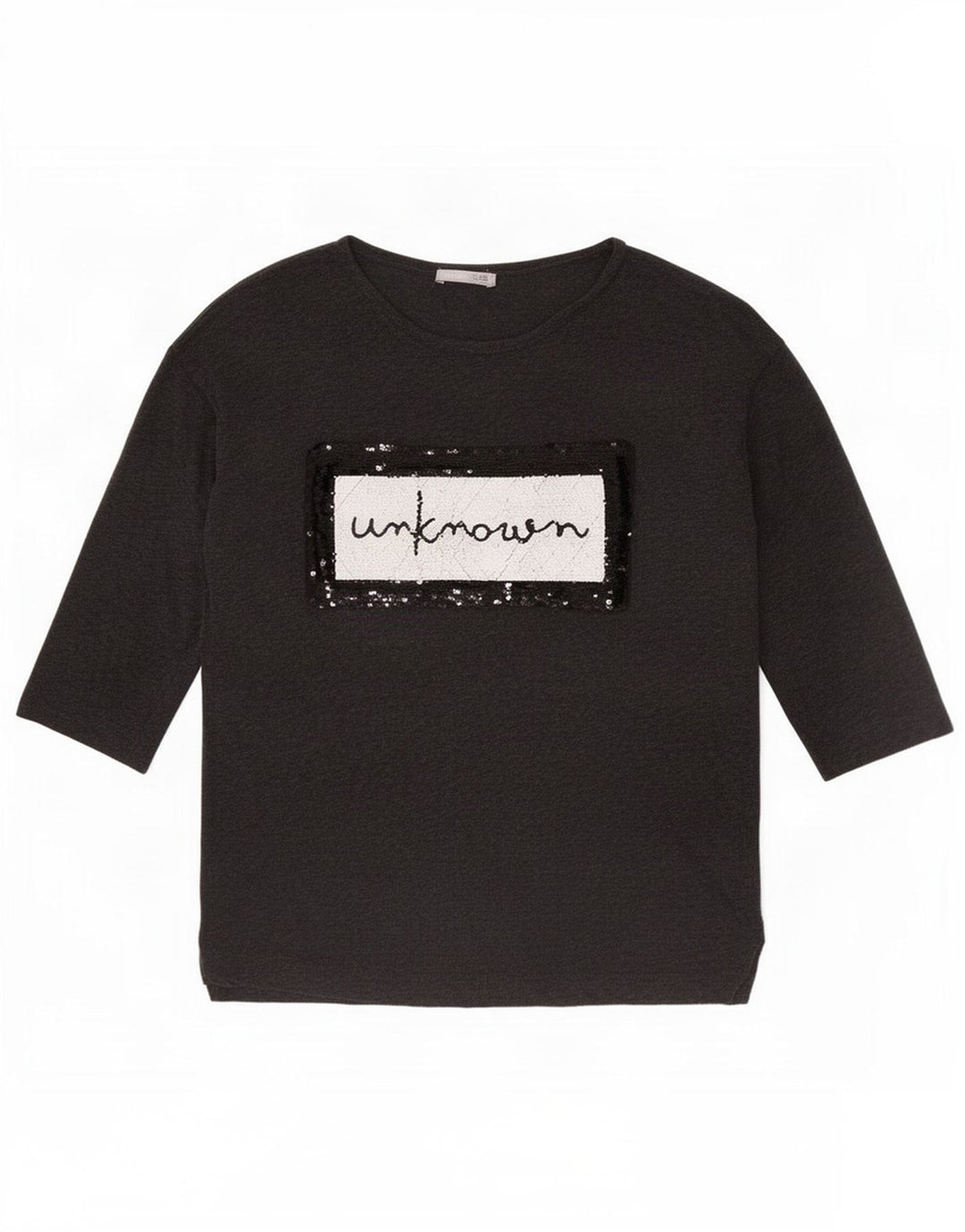 Zara Damen Graphic Top 3/4 Ärmel UK 10 Small Grau Lyocell