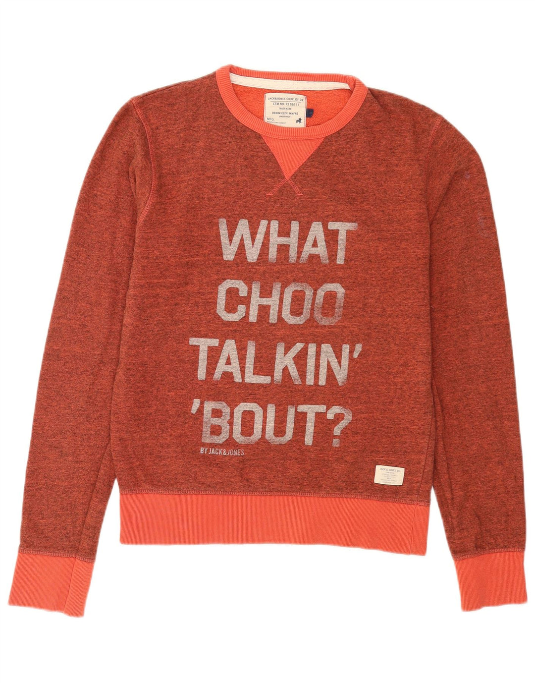 Jack & Jones Herren-Sweatshirt mit Grafik, klein, orange gefleckte Baumwolle