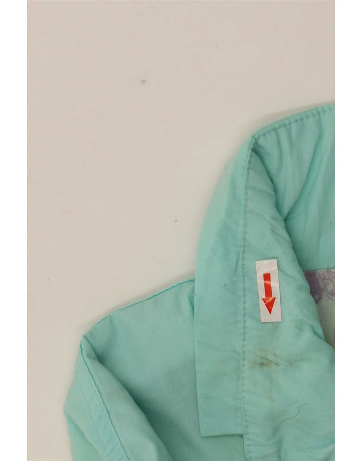 Vintage Damen Grafische Windjacke UK 16 Groß Türkis Polyester