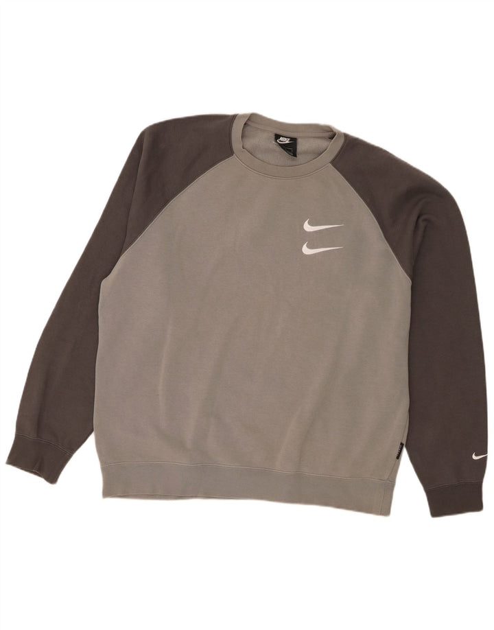 Nike Herren-Sweatshirt mit Grafik, groß, graue Baumwolle