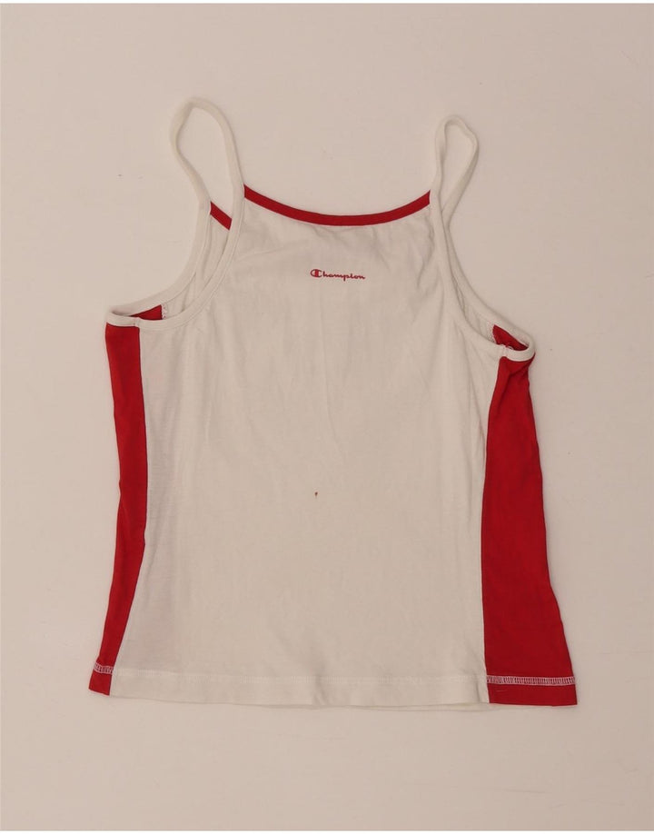 Champion Womens Crop Graphic Vest Top UK 14 Large Off White Colourblock