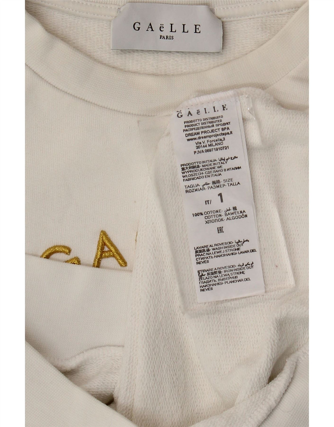 Gaelle Womens Graphic Oversized Sweatshirt Pullover UK 10 Small Weiße Baumwolle