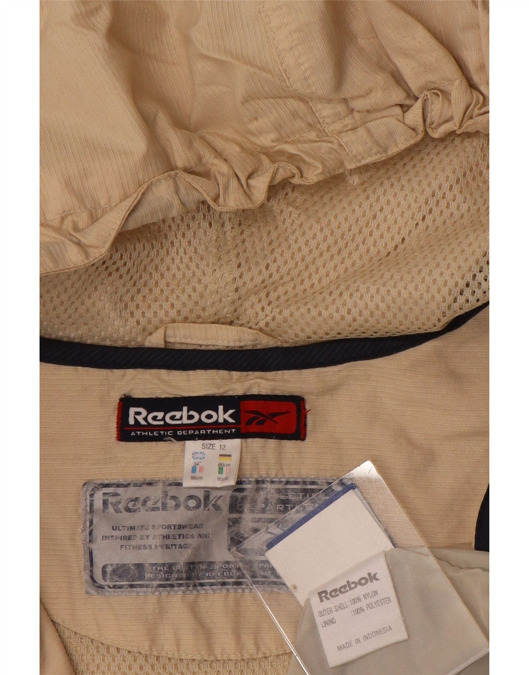 Reebok Damen Pullover-Regenjacke mit Kapuze, UK 12, Mittelbeige, Farbblock