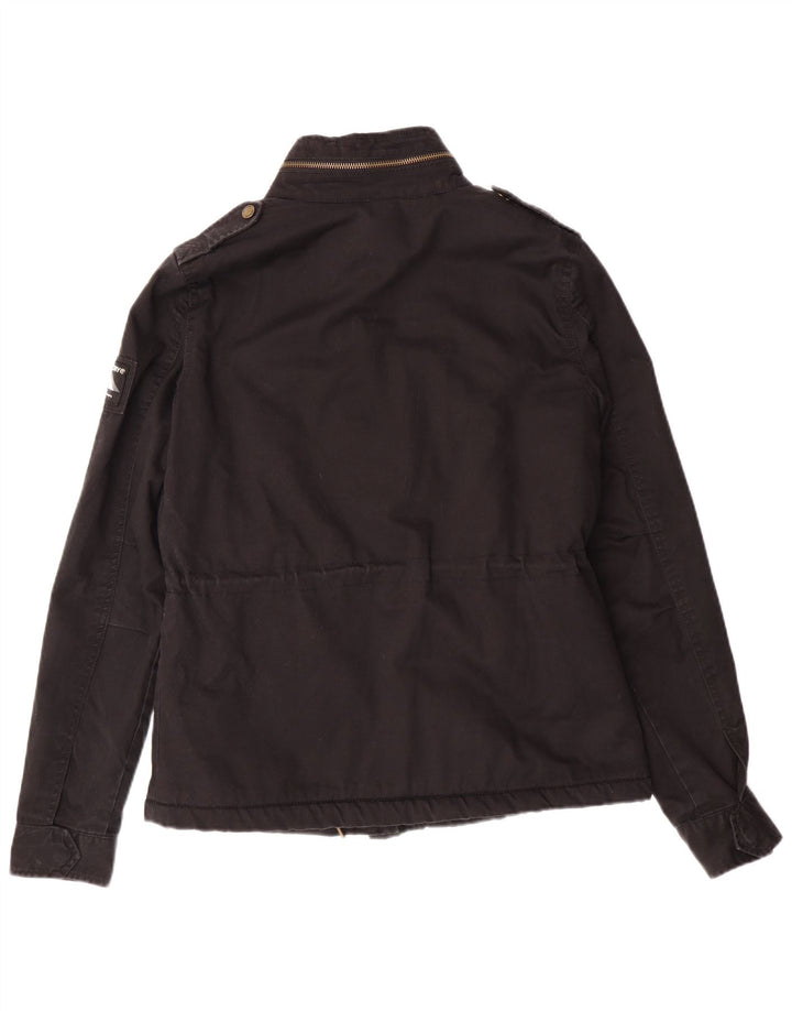 SUPERDRY Damen Militärjacke UK 10 Small Schwarz Baumwolle
