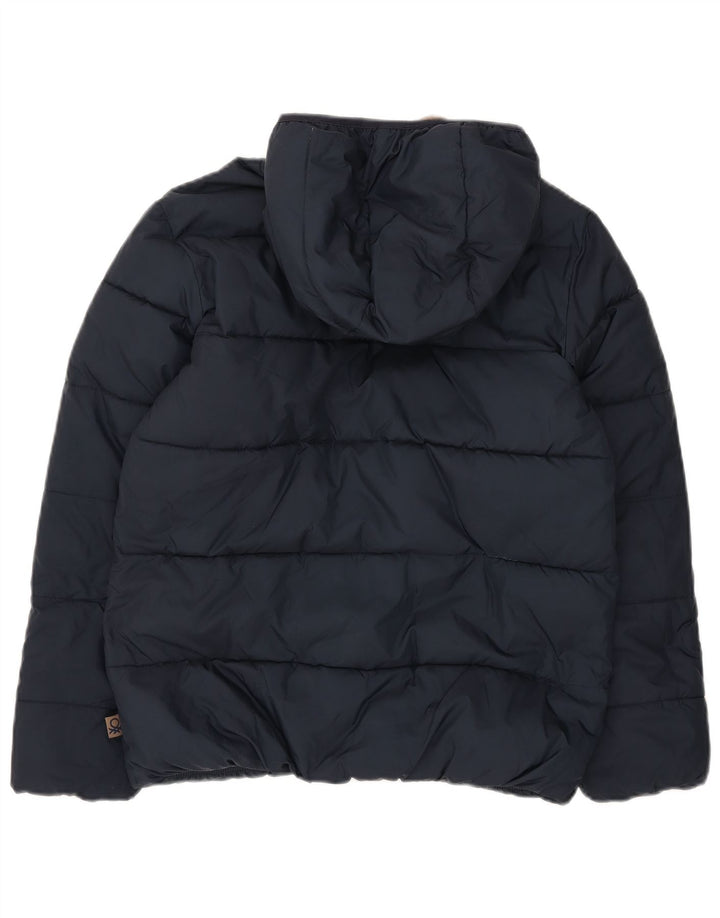Benetton Wattierte Damenjacke mit Kapuze, UK 20 2XL, Marineblau, Polyester