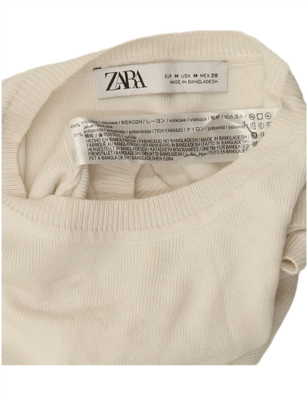 Zara Damen Crop Vest Top UK 12 Mittelweiße Viskose