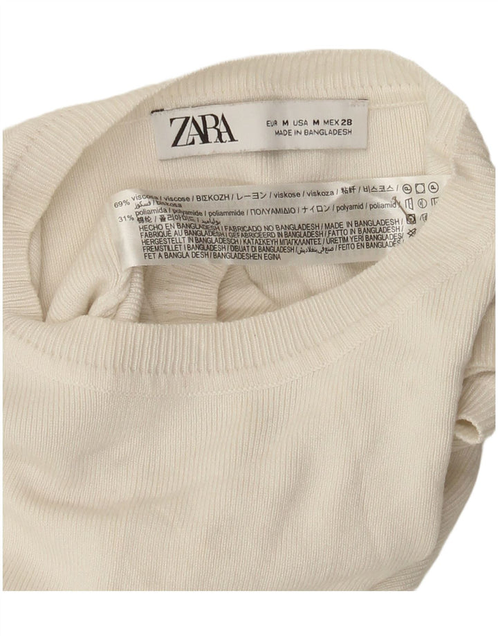 Zara Damen Crop Vest Top UK 12 Mittelweiße Viskose