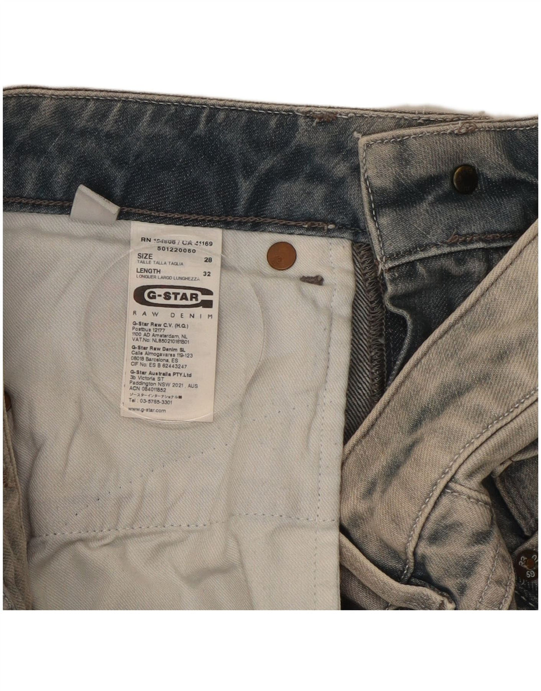 G-Star Damen 3301 Skinny Jeans W28 L32 Blaue Baumwolle