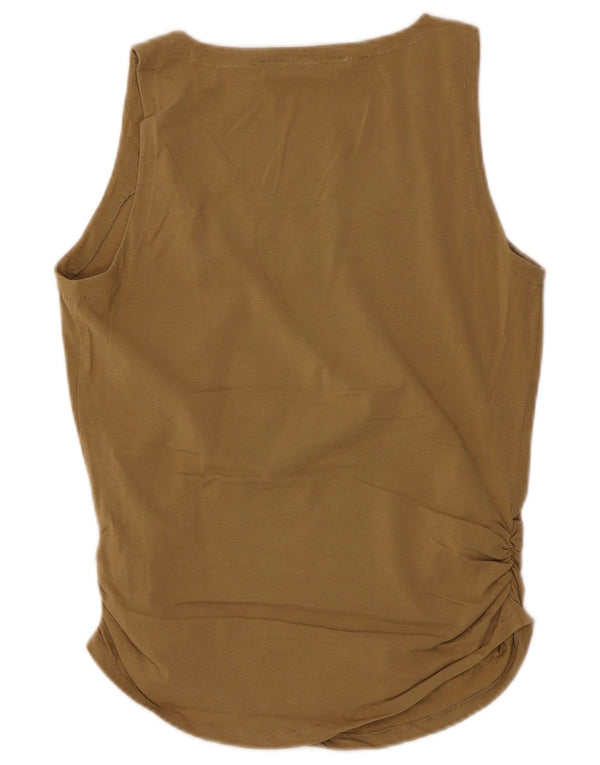 Max Mara Damen Ärmelloses Trägershirt UK 12 Mittelbeige Baumwolle